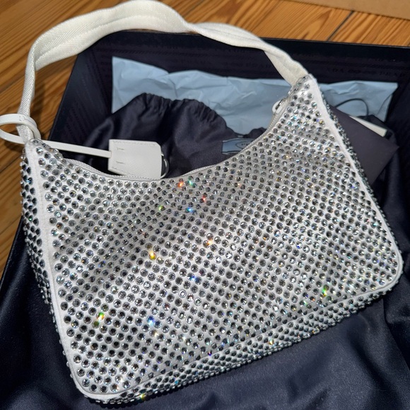 Prada Crystal Bag Re Edition 2000 White Satin - Picture 9 of 10